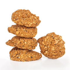 Homemade with whole grain cookies , isloated on white