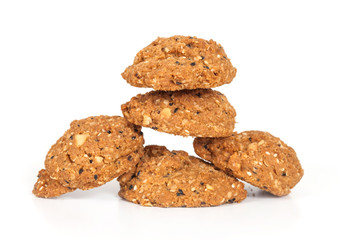 Homemade with whole grain cookies , isloated on white
