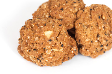 Homemade with whole grain cookies , isloated on white