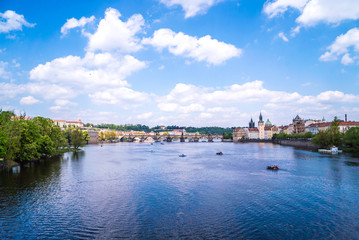 Fototapeta na wymiar pier architecture and Charles Bridge in Prague