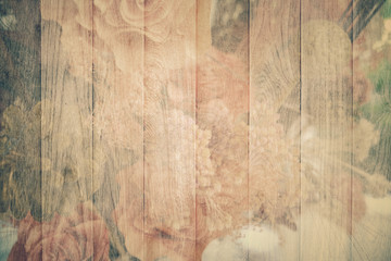 Bouquet of flower effect wooden textured with filter retro vinta