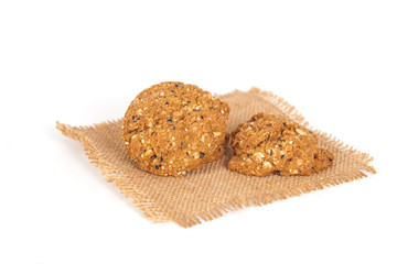 Homemade with whole grain cookies , isloated on white