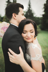Close up of a nice young wedding couple