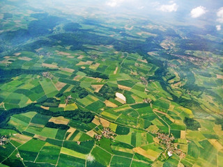 aerial view - fields and farmland