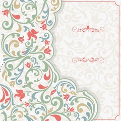 Vintage template with pattern and ornate borders. 