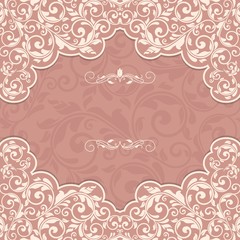 Vintage template with pattern and ornate borders. 