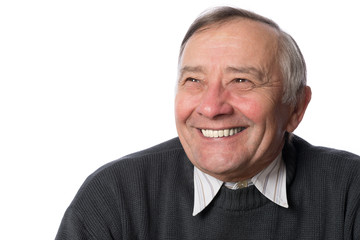 Fototapeta premium Portrait of a happy senior man in isolation