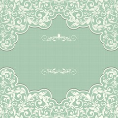 Vintage template with pattern and ornate borders. Ornamental lace pattern for invitation, greeting card, certificate.