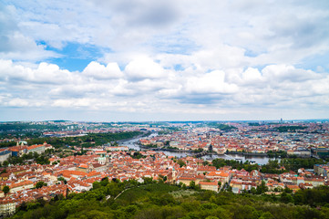 Fototapeta na wymiar Cityscape Prague wide angle skyline