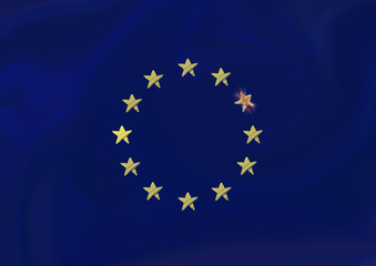 Flag of European Union with the Great Britain Flag in one of Stars (Brexit)