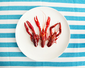 Crayfish on round plate