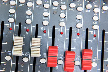 Professional mixing console in studio