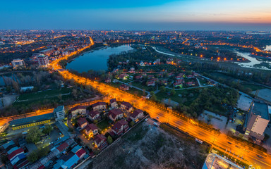 Twilight on the tallest building in Bucharest