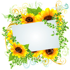 Obraz premium 向日葵の夏らしい綺麗なフレーム