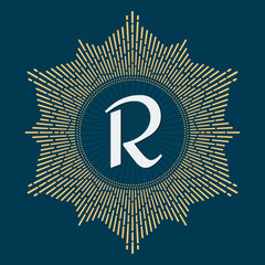 Naklejka premium Vintage vector monogram. Elegant emblem logo for restaurants, hotels, bars and boutiques. It can be used to design business cards, invitations, booklets and brochures. 