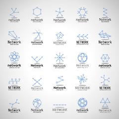 Network Icons Set - Isolated On Gray Background