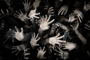 Fotobehang hand ghost ,zombie Bloody hands background,maniac,Blood zombie h © RAYBON