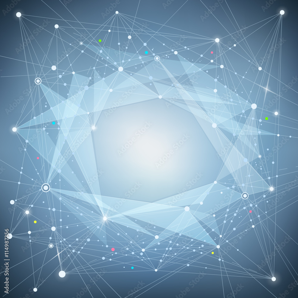 Poster abstract futuristic background with dots and lines. vector illustration. empty space for your text.