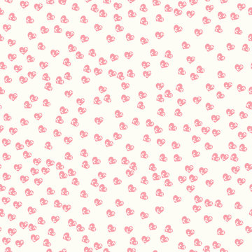 Seamless background with pink hearts. Background with abstract pattern hearts. Hearts Valentine's Day. Raster illustration.
