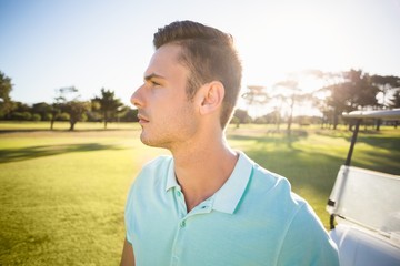 Close-up of golfer man