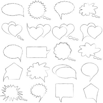 Speech, conversation, thoughts blank template. Set of isolated elements of the dialogue on a white background. Collection bubbles messages. Vector illustration.
