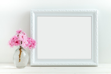 Pink Blossom styled stock photography with white frame for your own business message, promotion,...