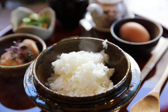 Japanese traditional food mixes a raw egg and rice