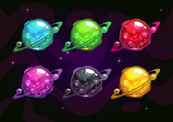 Cool bright colorful fantasy planets © lilu330