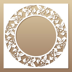 Openwork white frame with leaves.