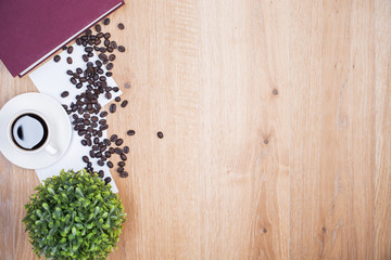 Wooden table with items