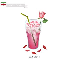 Gulab Sharbat or Iranian Drink Made From Rose and Aromatic Syrup