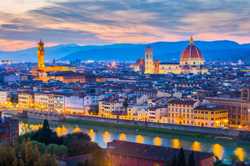 Fototapeta na wymiar Florence skyline at night in Italy