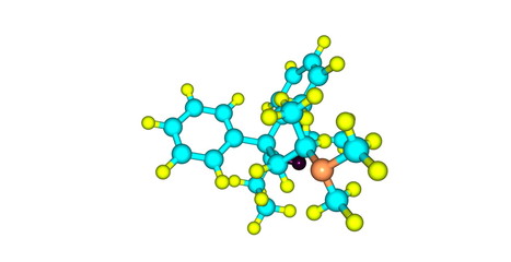 Betacetylmethadol molecular structure isolated on white