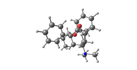 Betacetylmethadol molecular structure isolated on white