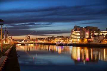 Dublin City Center during sunset