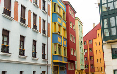 colorful building in the city of Gijon, Spain