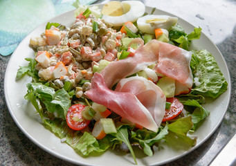 vegetable platter with ham