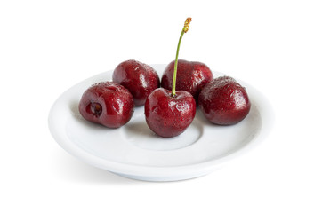 Red cherry with clipping path.