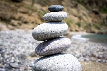 abstract balanced pebble stones