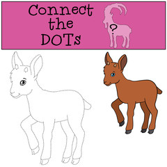 Educational game: Connect the dots. Little cute baby ibex.