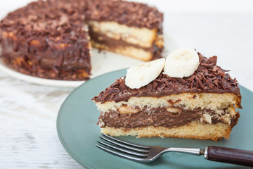 Chocolate cake with fresh banana