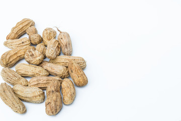 Boiled peanuts on a white background.