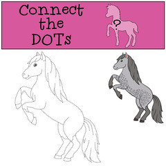 Educational games for kids: Connect the dots. Cute horse.