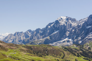 Fototapeta na wymiar Grindelwald, Berner Oberland, Grosse Scheidegg, Engelhörner, Wetterhorn, Alpen, Schweizer Berge, Rosenaui, Schlucht, Wanderweg, Sommer, Schweiz