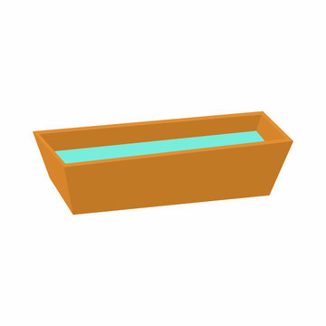 Watering trough reservoir icon in cartoon style on a white background