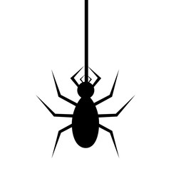 Spyder in cobweb silhouette icon over white background, vector illustration.