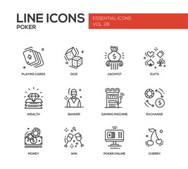 Poker - line design icons set
