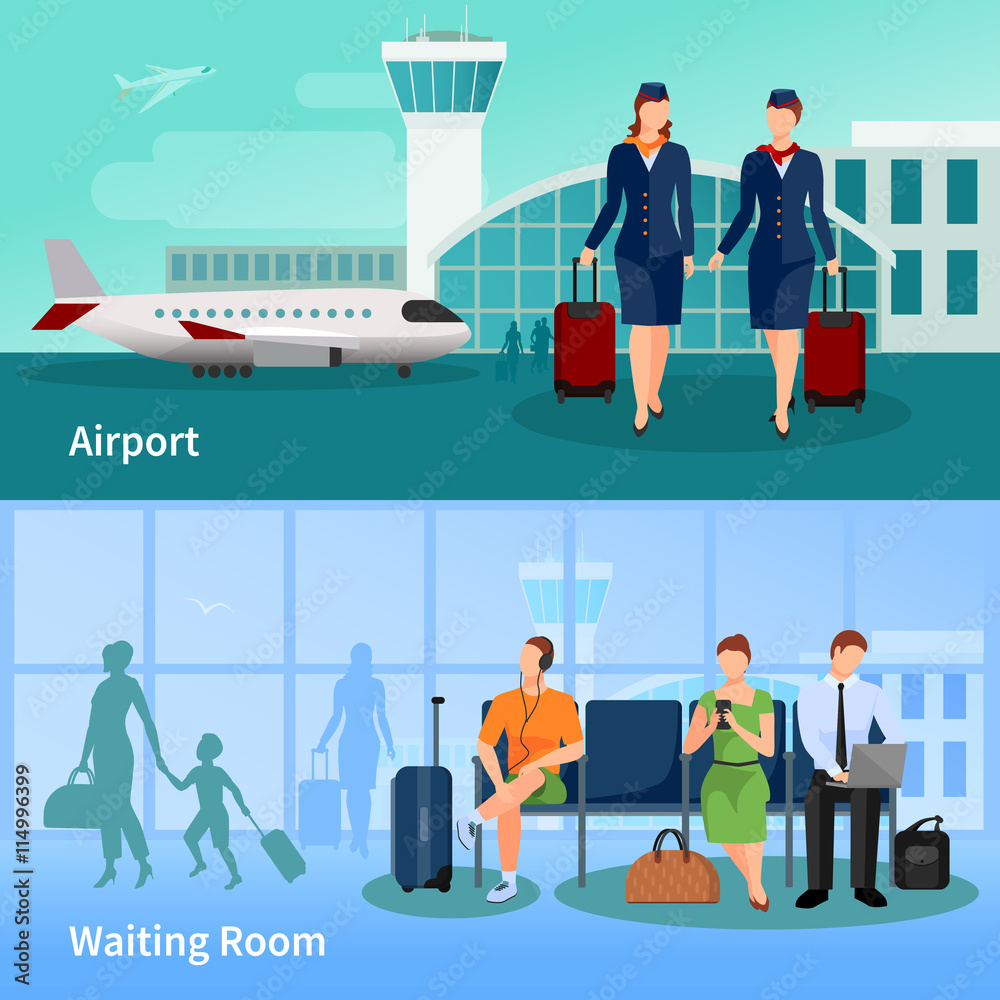 Wall mural Airport People Flat Compositions