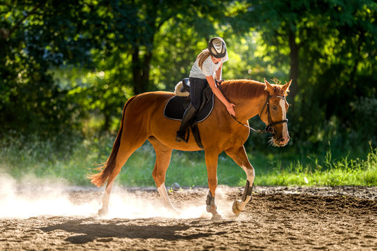 Fototapeta Girl riding a horse