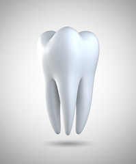 3D illustration of tooth on gray background.